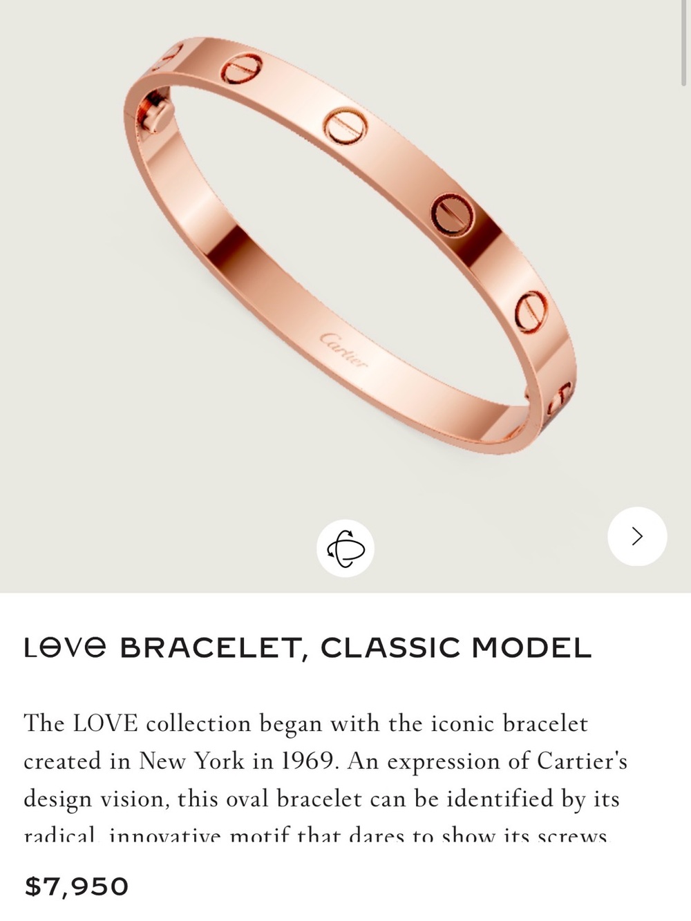 LOVe BRACELET, CLASSIC MODEL - Pink Rose Gold Size 18